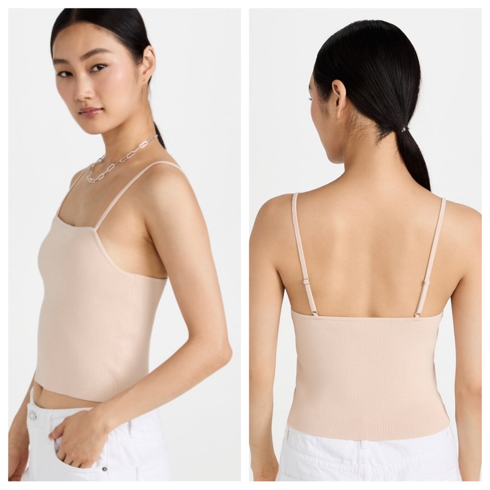 A.L.C Darby Ribbed Knit Crop Tank in Nude Size L
